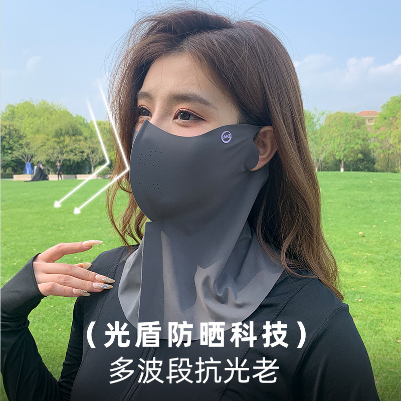 2024 Summer New Ice Silk Sunscreen Mask Neck Cover Female Neck Protection Sunshade Breathable Long Eye Corner Protection for Men