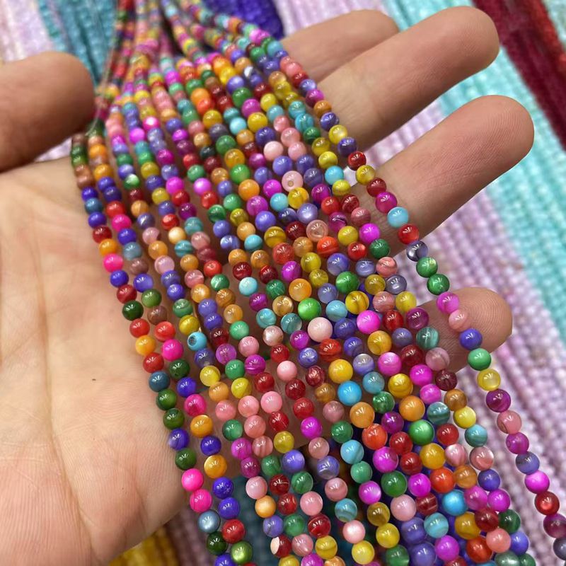 Picture of 3mm Natural Freshwater Shell Beads Round Beads Colorful DIY Jewelry Accessories Hairpin Shell Beads Bracelet Necklace Clavicle Chain Beads