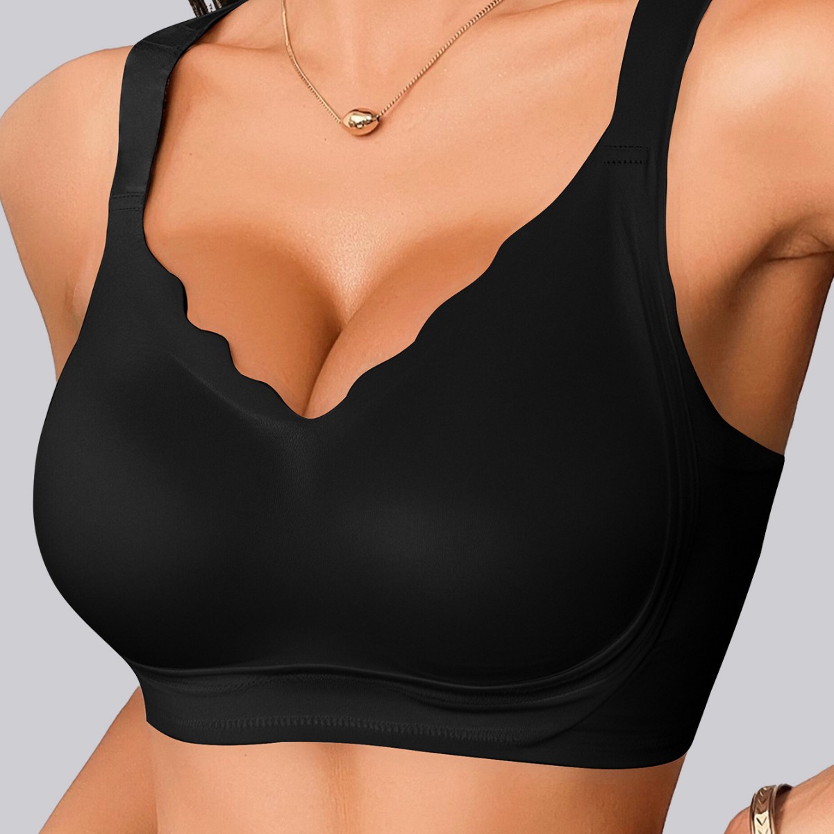 Underwear for Women, Soft Support, Seamless Jelly, Large Breasts, Small Push-Up, Large Size Bra, Thin, Anti-Sagging, Adjustable Type