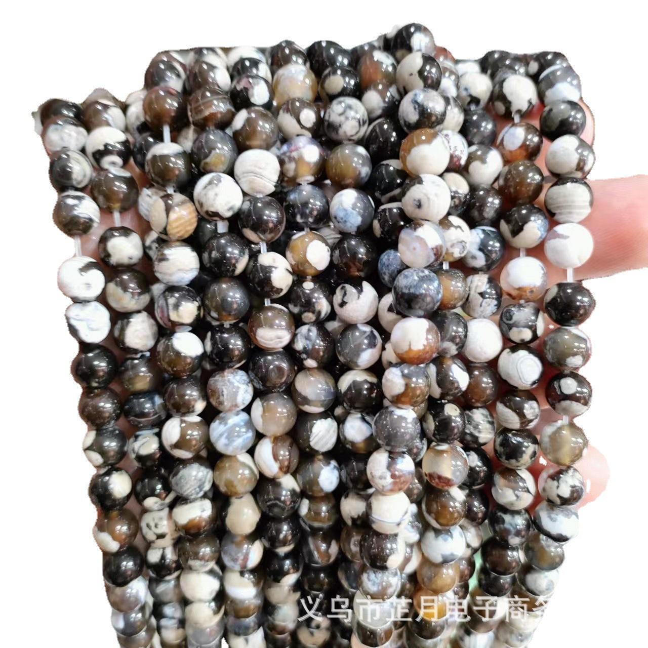 Picture of New natural two-color fire agate loose beads diy jewelry accessories semi-finished Dragon grain round beads factory outlet