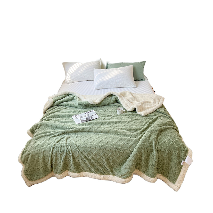 Picture of Thickened Coral Fleece Flannel Lamb Fleece Blanket Nap Sofa Blanket Office Shawl Air Conditioning Blanket