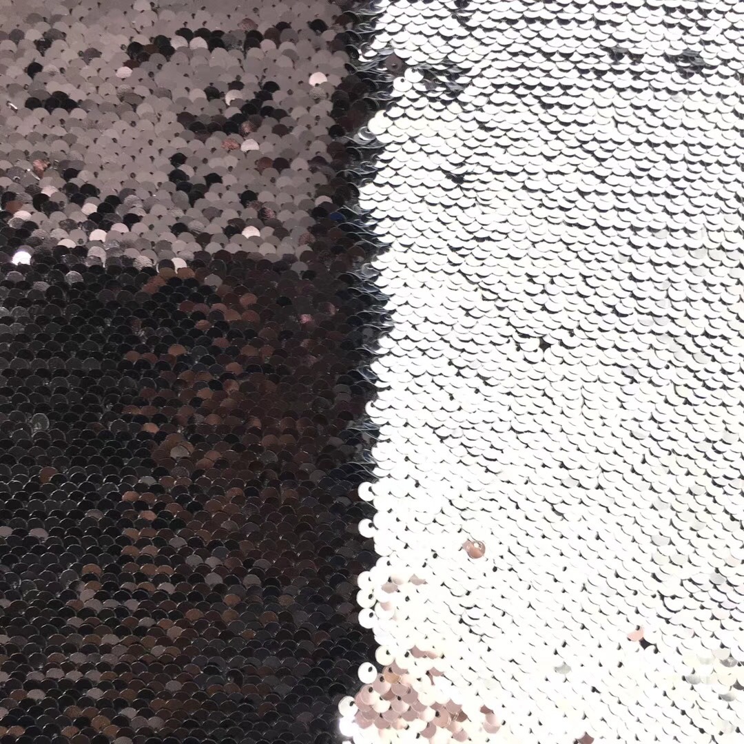Picture of in stock 50 color sequin fabric 5mm double-sided flip Internet red background wall clothing luggage decorative sequin cloth cutting