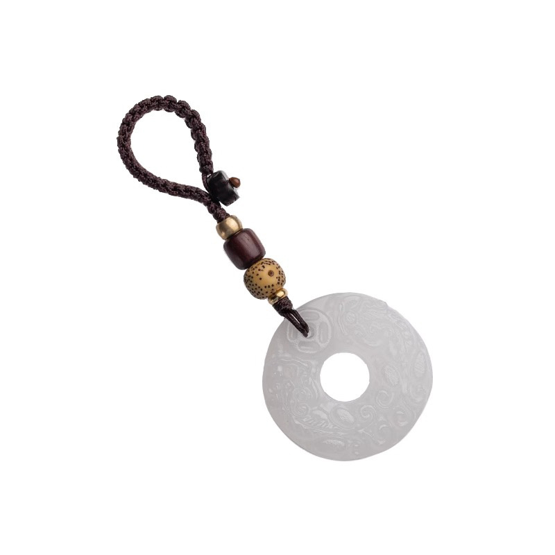 Picture of Natural jade brave peace buckle antique national tide car keychain live creative small gift pendant pendant