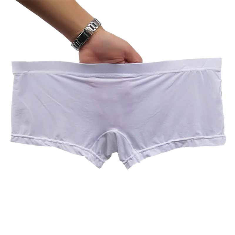 Men's Ice Silk Transparent Underwear Thin Low Waist Breathable Boxers Summer Sexy Trendy Men's Youth Boxer Shorts