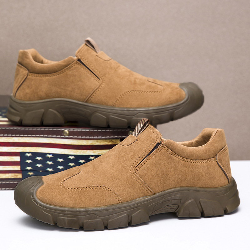 Men's Shoes Spring and Autumn Slip-on Labor Protection Shoes Thick-soled Wear-resistant Walking Shoes Low-top Non-slip Outdoor Tooling Shoes Men's Cross-border