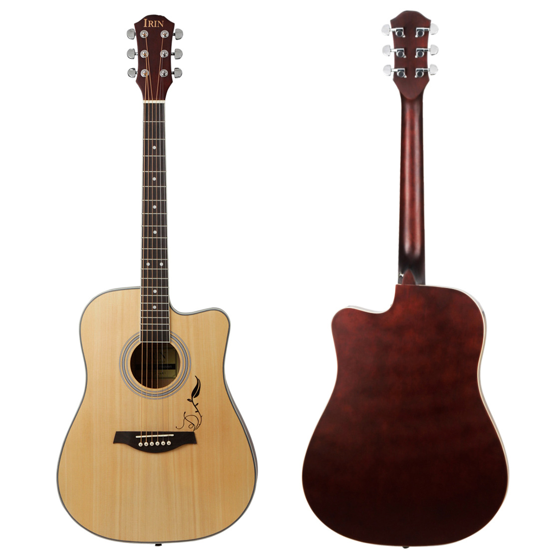 IRIN41 inch guitar spruce wood with carved folk guitar adult beginner travel acoustic guitar guitar wholesale
