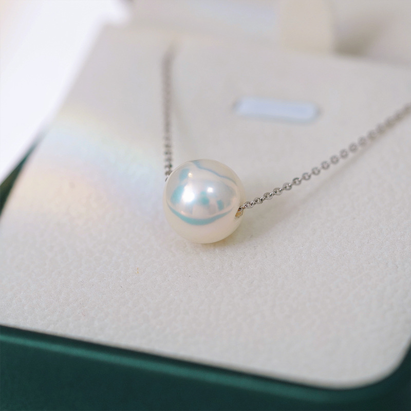 Picture of Passepartout Pearl Necklace 10-11mm Natural Freshwater Necklace Temperament Jewelry Girlfriend Gift Clavicle Chain