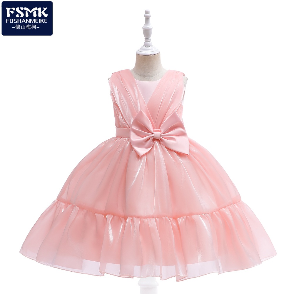 AliExpress Amazon New Spot Flower Girl Princess Dress Sleeveless Bow Piano Costume Girl Dress