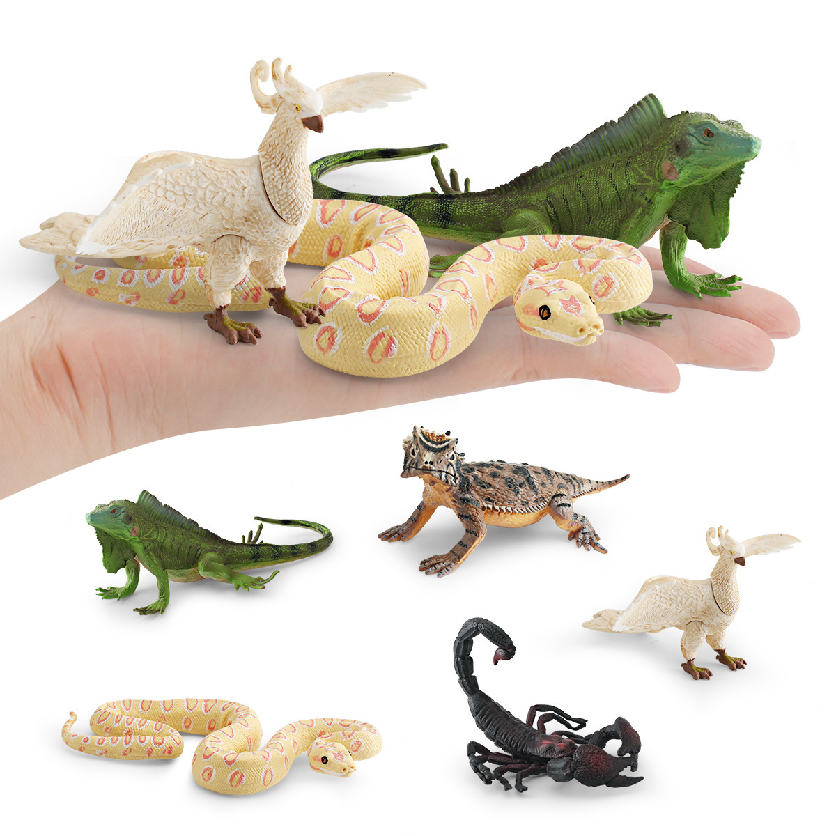 Cross-border simulation wild animal model children's cognitive White Phoenix green iguana scorpion Python horn lizard decoration