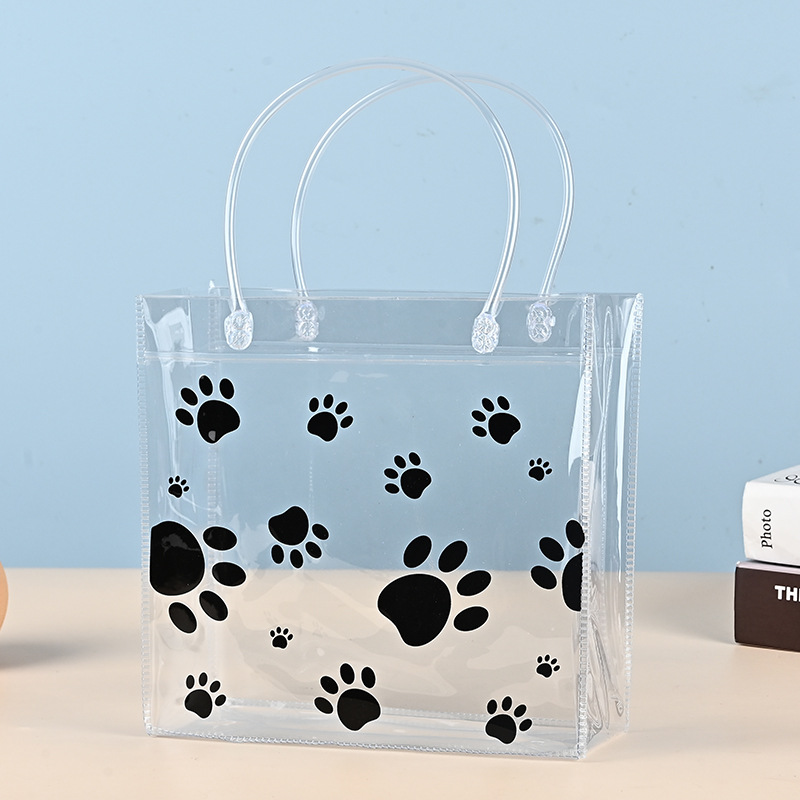 Pvc Transparent Jelly Gift Handbag Custom Ins Pet Paw Cute Kindergarten Holiday Gift Bag Customization