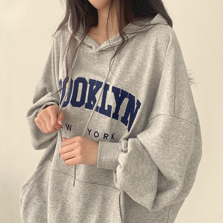 Wholesale hooded sweater women Korean street temperament fleece-lined casual Joker American thin tide embroidery letters spring autumn winter