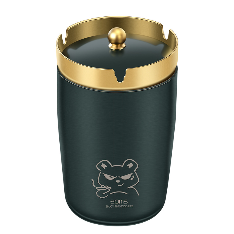 Picture of Wholesale stainless steel ashtray round windproof ktv bar living room with lid ashtray office hotel gift