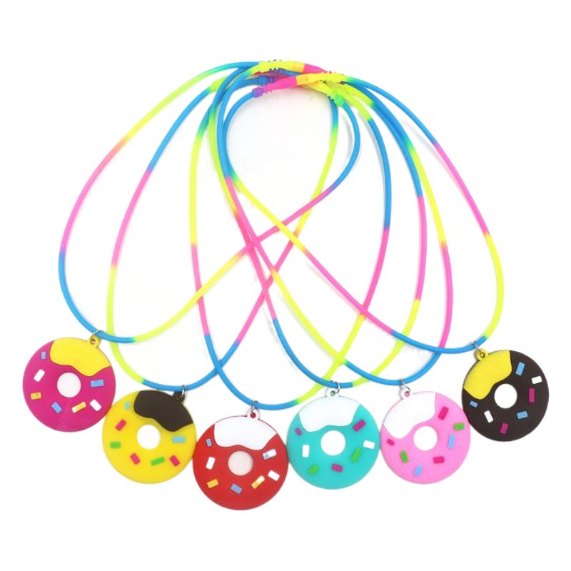 Cross-border New Children PVC Soft Glue Necklace Ring Bracelet Ring Keychain Donut Party Gift Toy