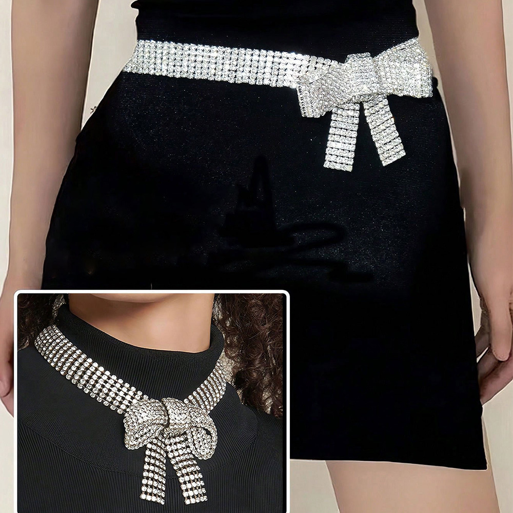 Picture of European and American Cross-border Exaggerated Belt Body Rhinestone Waist Chain Sequin Sexy Fashion Simple Bow Decorative Chain