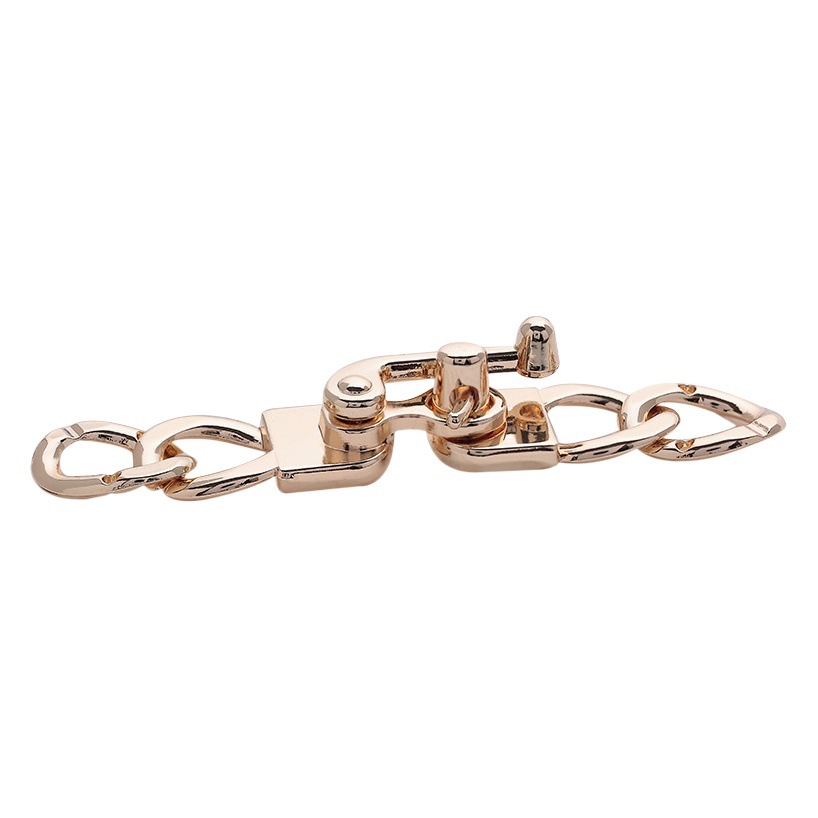 Small Chanel Style Button Fashion Personality Trend Chain-shaped Rotating Metal Luggage Hardware Chain Lock Hook Pair Buckle