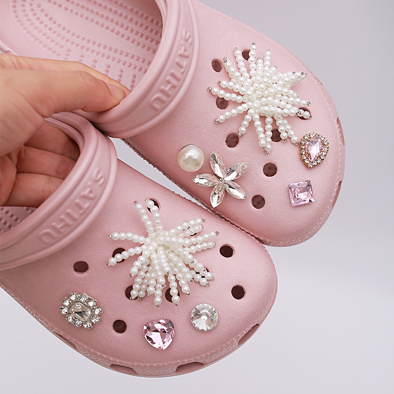 Handmade Beaded Pearl Hole Shoes Accessories Tassel Pendant Flower Shoe Buckle Garden Shoes Shoes Flower DIY Upper Decoration