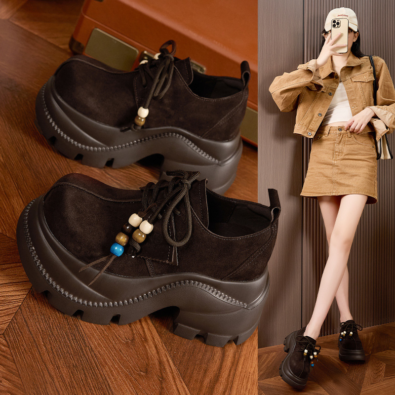 Picture of Thick-soled Birkenstock women's new kangaroo shoes for the fall of 2025, small and tall, women's shoes, soft-soled and versatile loafers