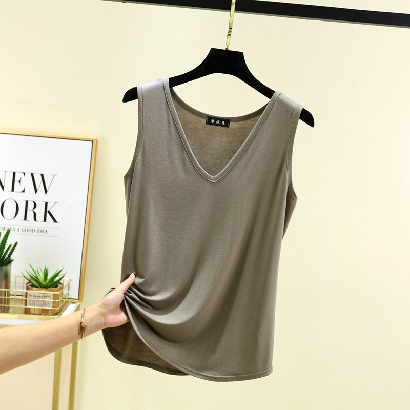 Picture of Summer New Modal Vest Women's Loose Large Size V Neck Sleeveless Bottoming Shirt Slim Slim Casual Top