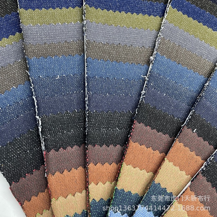 Spot supply of knitted denim 270 grams of yarn-dyed knitted denim knitted Buick denim casual clothing material