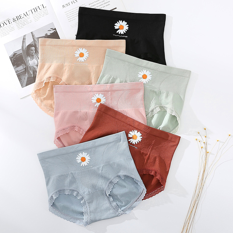 Picture of Foreign trade mid-waist tummy panties female sexy girl Daisy panties wet hip seamless briefs