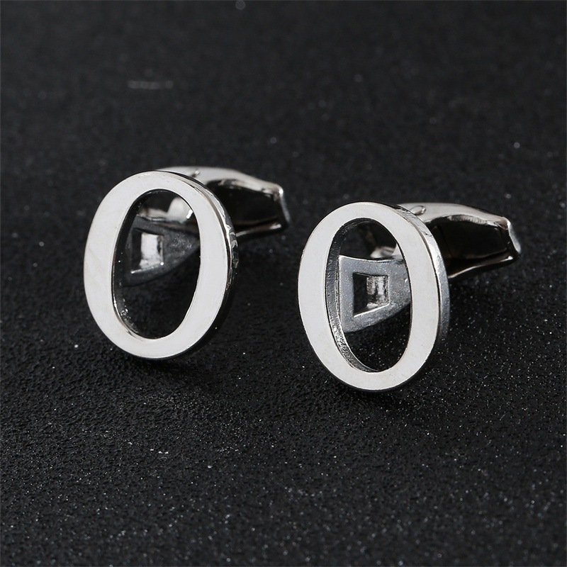 Picture of Cross-Border Specially Designed for Silver 26 English Letters Glossy Men's Cufflinks Manufacturer Wholesale Personalized French Shirt Cufflinks