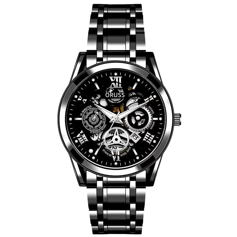 Picture of Official Movement Watch Swiss Brand Men's Watch Waterproof Men's Watch Luminous Watch Hollow-out Diamond Set Watch Calendar Fashion Watch