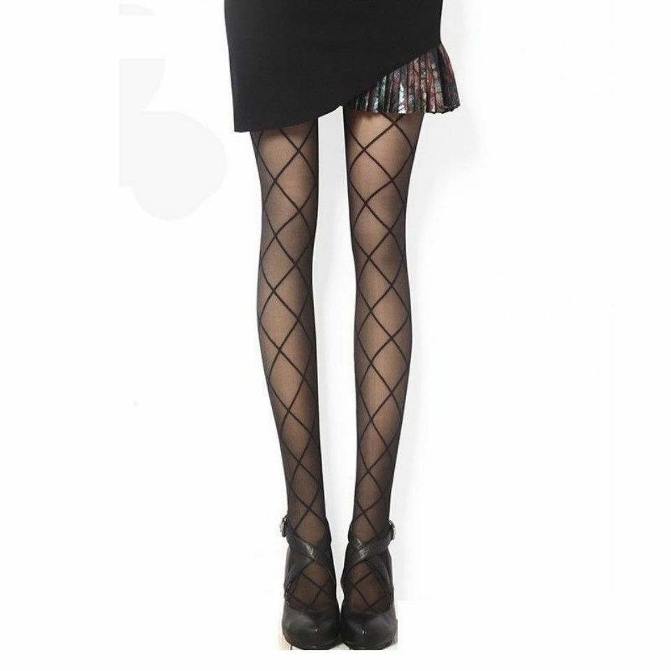 Sexy Silk Stockings Black Diamond Base Silk Stockings Thin Black Large Grid Pantyhose Silk Stockings Slimming