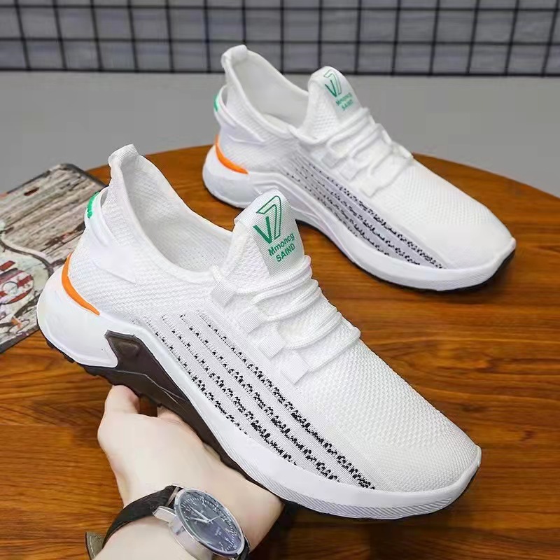 Shoes men's 2024 spring new men's sneaker popular fly woven breathable running shoes casual men's shoes manufacturers wholesale