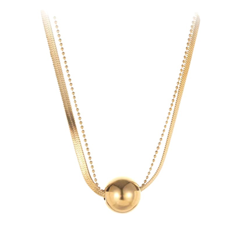 Cross-border wholesale double-layer gold bead necklace women's cold style simple niche design light luxury high-grade sweater chain