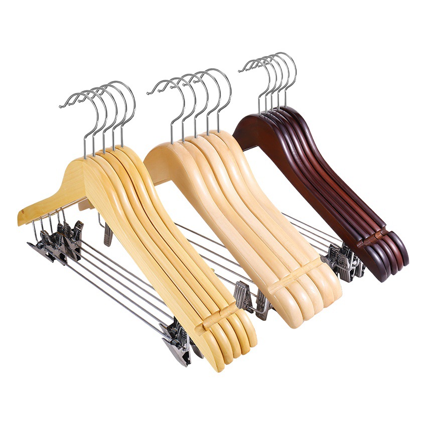 Clothing store hanger wholesale log color vintage clothes rack hanging belt clip one-piece suit clothes support women's hanger