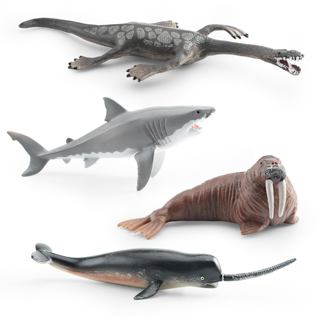 Picture of Cross-border simulation marine animal model Magic Dragon big white shark walrus sharp nose whale submarine biological decoration toy