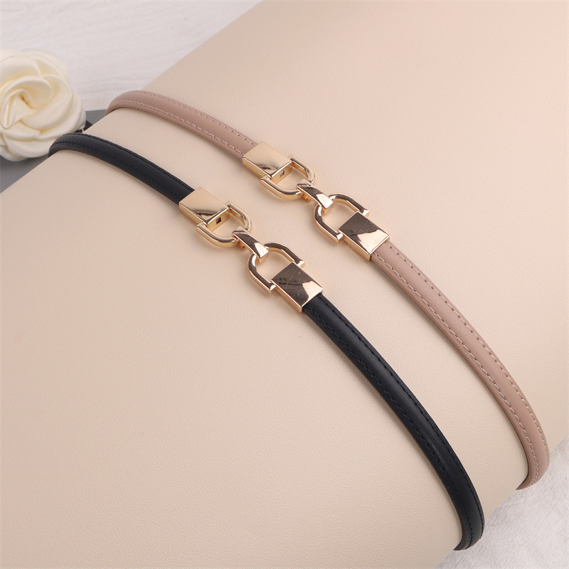 Real cowhide black white non-porous decorative belt women's fine with skirt Joker waist chain ladies leather belt wholesale