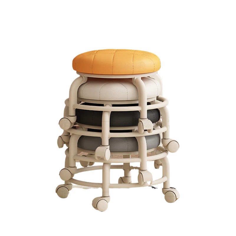 Picture of Spinner wheel small stool sedentary home modern simple mobile wheeled bench pulley low stool with baby round stool