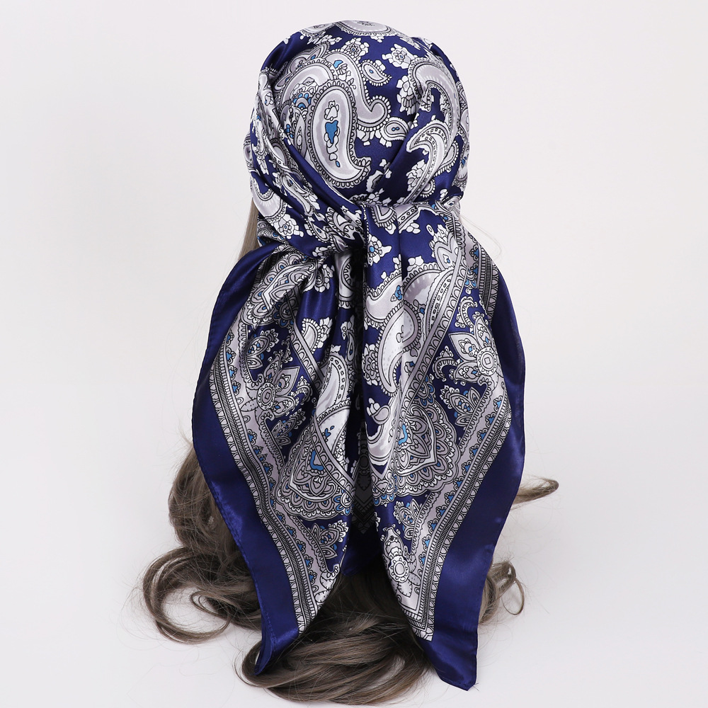 Picture of Simulated Silk Scarf Women's Headscarf 90*90cm Square Scarf Pattern Scarf Shawl European and American Cross-Border Scarf Wholesale