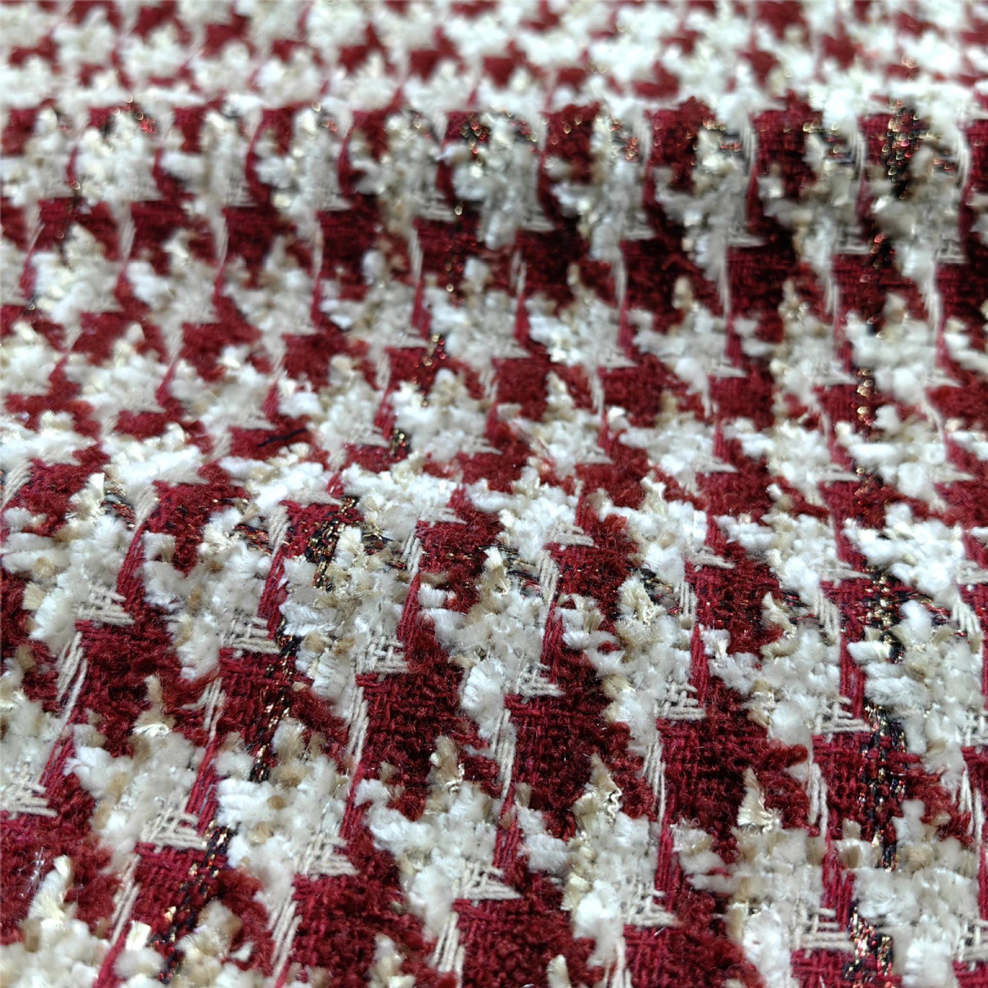 Picture of Slub tweed plaid bright silk chenille houndstooth children's clothing woolen small plaid autumn and winter overcoat fabric