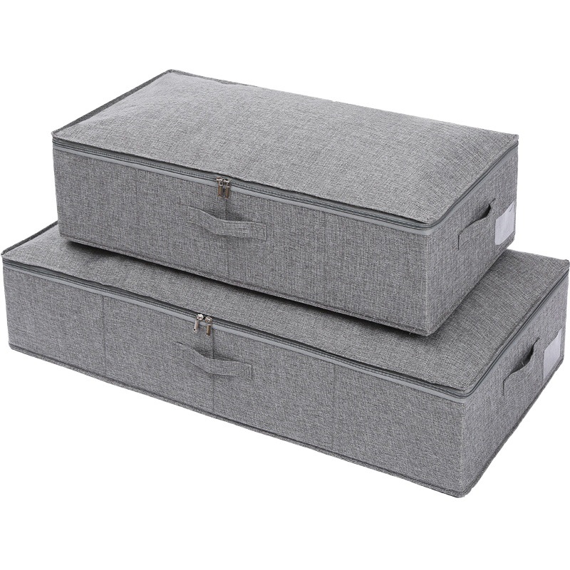 Amazon Cotton and Linen Bed Bottom Storage Box Flat Foldable Clothes Organizer Large Capacity Quilt Storage Box