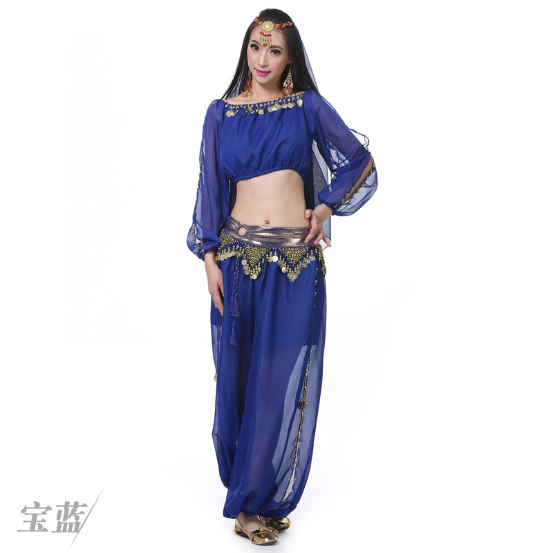 Picture of 4 Piece Set Lantern Long Sleeve Ring Lantern Pants Veil Belly Dance suit Belly Dance India Performance suit