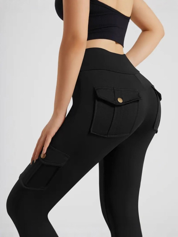 Picture of Pocket Fitness Pants Women's Stretch Tight Sexy Sports Pants High Waist Quick-drying Running Bodybuilding Pants Crowning Pants