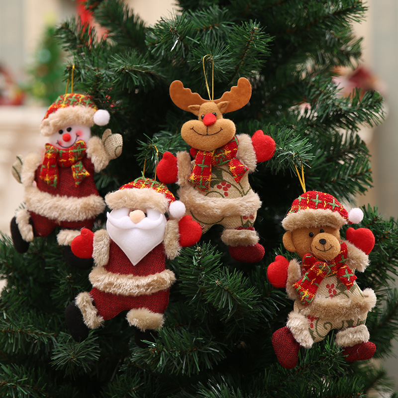 Christmas Tree Accessories Christmas Doll Dancing Old Man Snowman Deer Bear Fabric Doll Small Pendant Gift