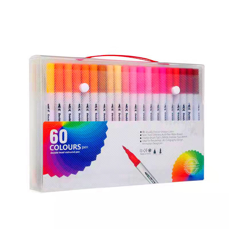 Picture of Children's brush water-based soft head double watercolor pen color washable soft head pen set