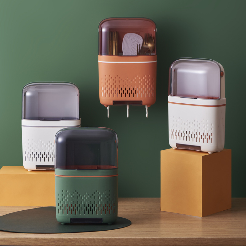 Chopsticks Cage Household Multi-functional Storage Box Chopsticks Basket Wall-mounted Draining Kitchen Storage Spoon Chopsticks Storage Rack