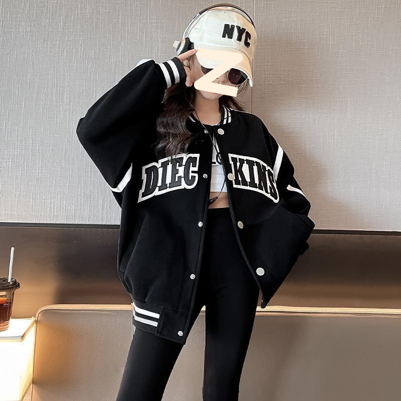 Girls Autumn College Style Baseball Suit Coat 2024 New Style Children and Girls Stitching Trendy Cardigan Top