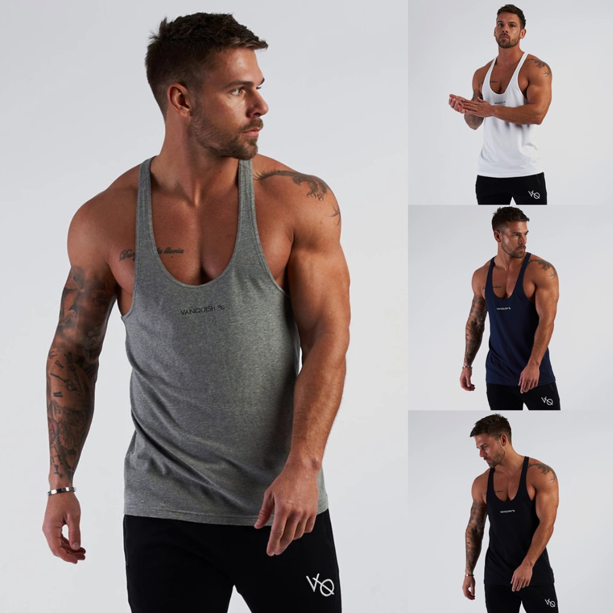 New muscle fitness brother cross-border vest men's outdoor running leisure sports fitness men's vest