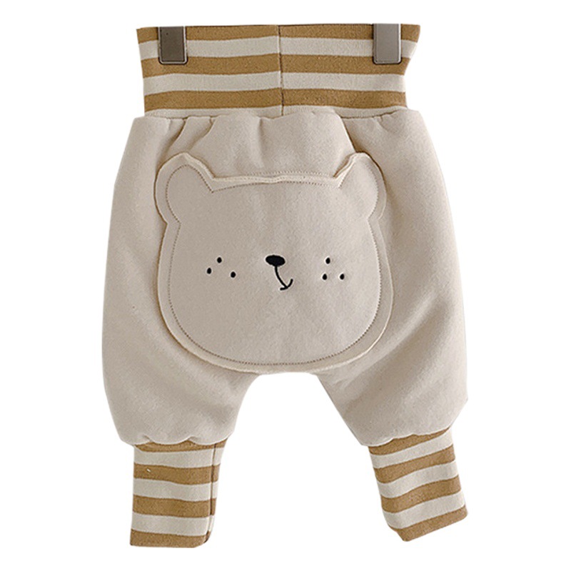 Baby's Pants with Velvet Thickened Autumn and Winter Cute Cartoon Large PP Pants Outer Wear Baby Warm High Waist Big Fat Pants