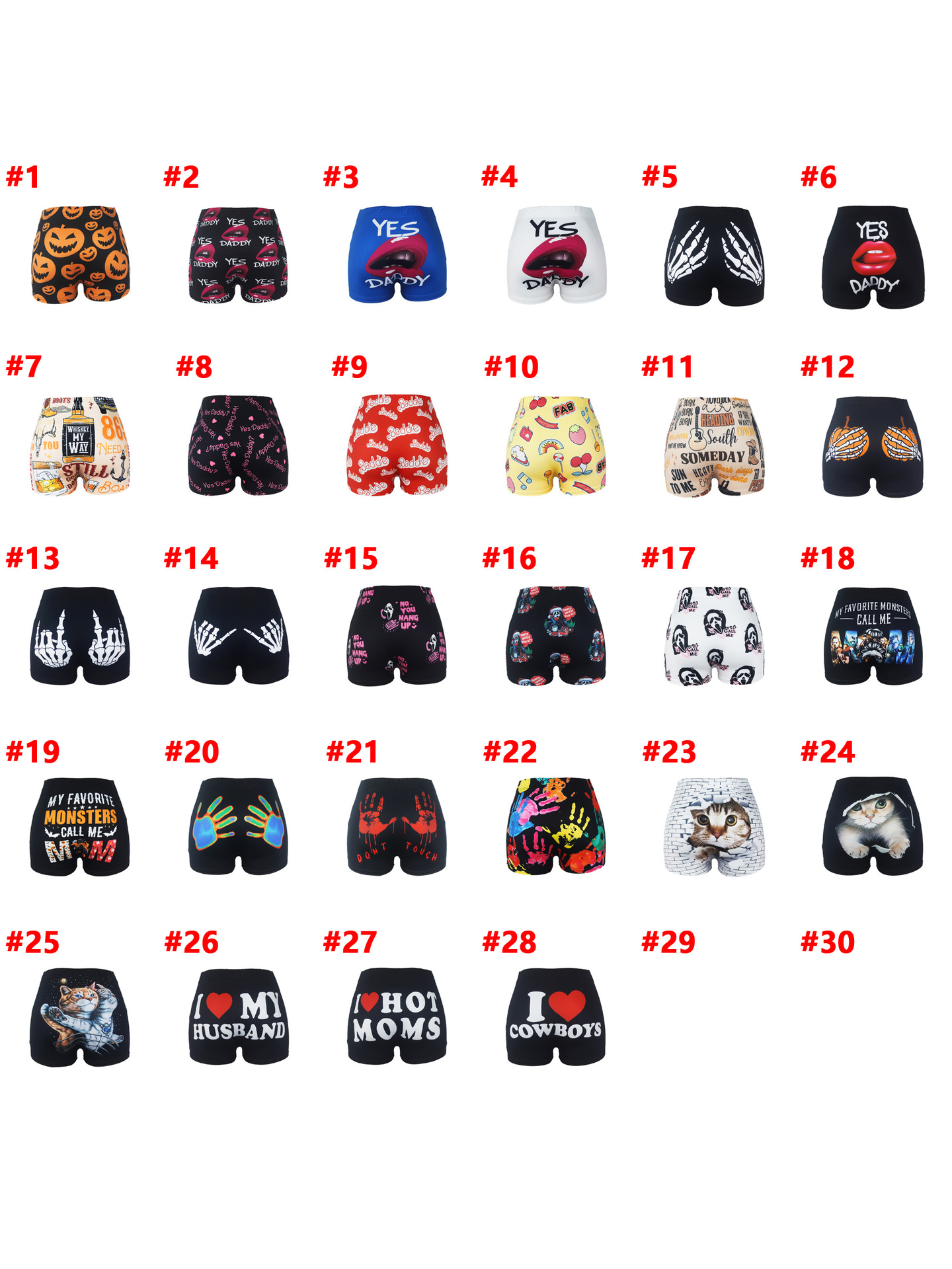 D9901 Amazon Hot European and American Women's Sexy Women's Tight Shorts Pattern Printed Shorts Yoga Pants