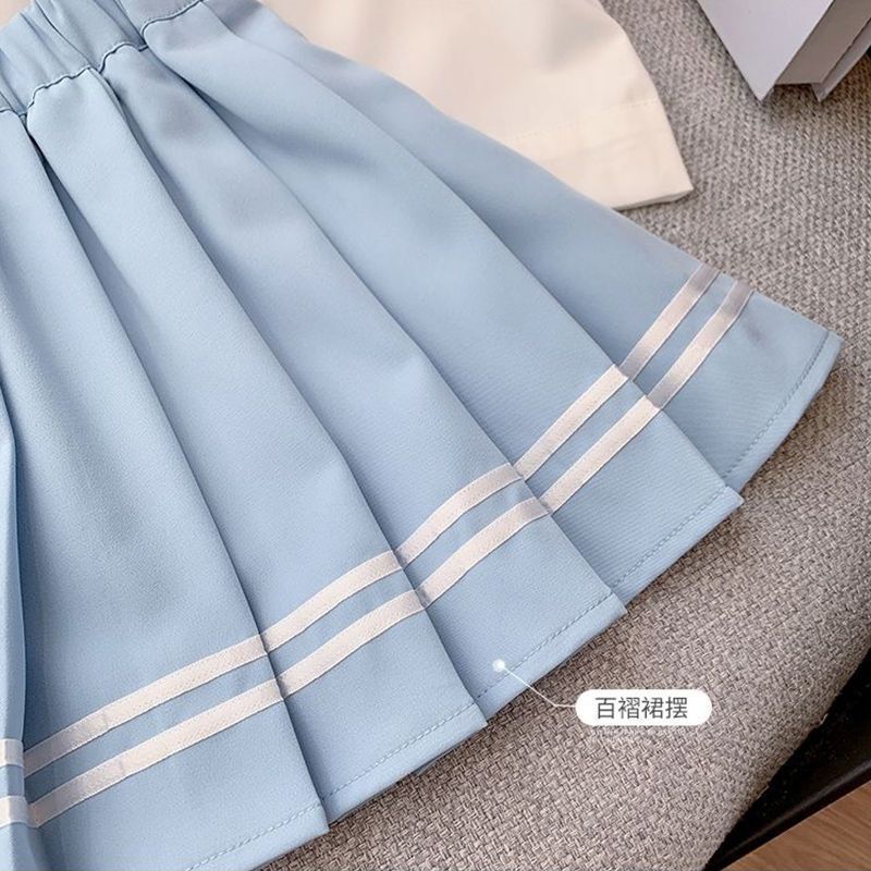 Picture of Girls' Preppy Style Skirt Summer Kidsren's Jk Suit 2025 New Style Girl's Shirt Pleated Skirt Two-Piece Set