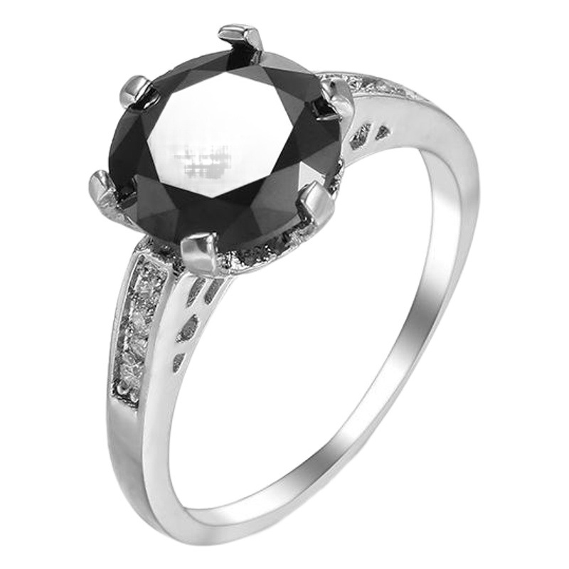 Six-Claw Black Zircon Ring Vintage Mid-Century Style Literary Retro Domineering Ins Index Finger Ring Nightclub Accessories for Women