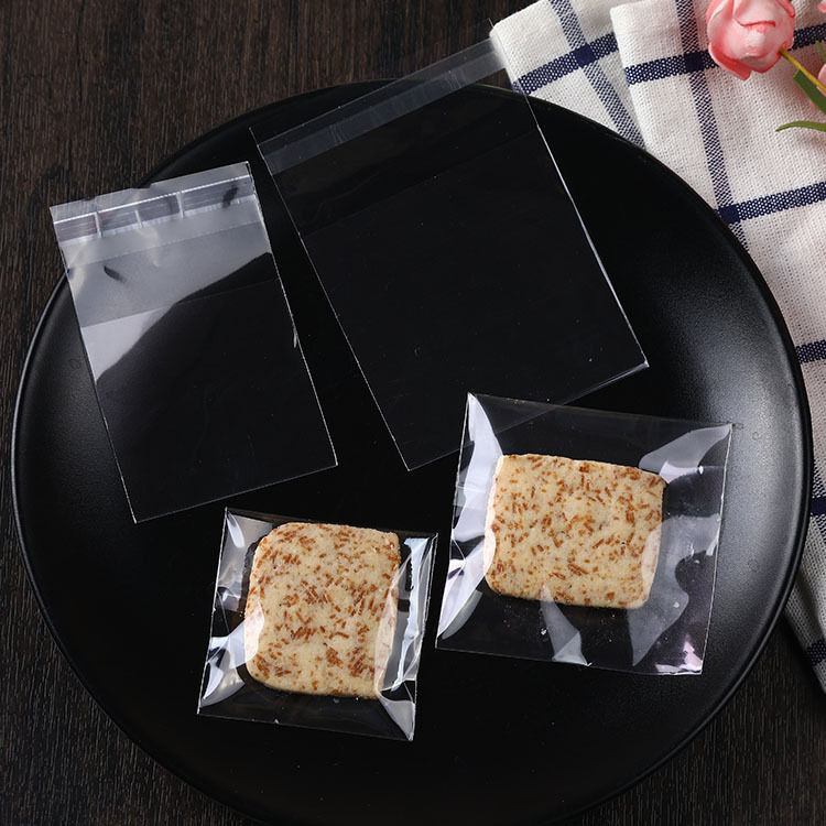 Manufacturer Wholesale Fully Transparent Opp Self-Adhesive Bag Cookie Bag Egg Yolk Pastry Baking Packaging Bag Ready-Made Cake