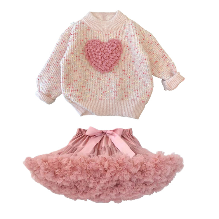Picture of Girls Korean Style Heart Thickeneded Sweater 2025 Winter Baby Fashionable Warm Kidsren's Winter Thick Sweater