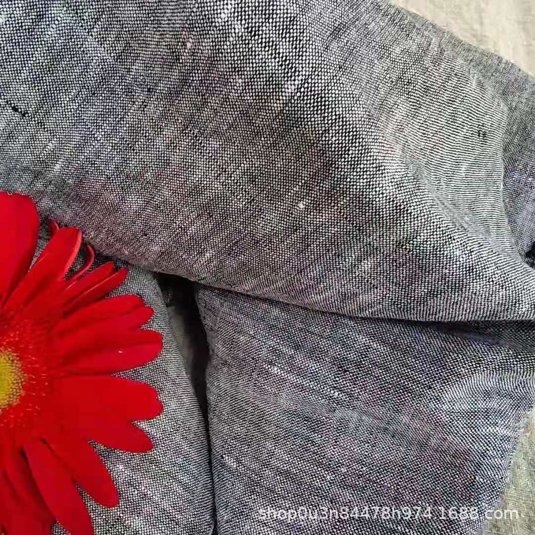 Picture of Pure Linen Navy Blue Warp Different Color Linen Wide Fabric Enzyme Washed Bedding Fabric Washed Curtain Fabric
